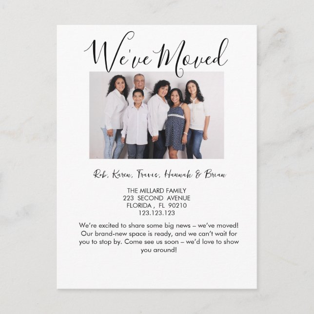 Postal De Anuncios Cambio de dirección nos hemos mudado (Anverso)