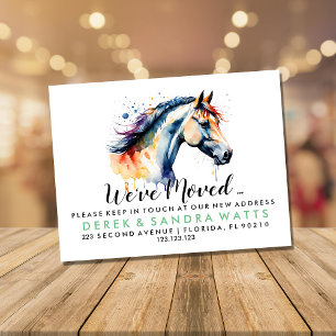 Postal De Anuncios Cambio de dirección nos hemos mudado caballo acuar