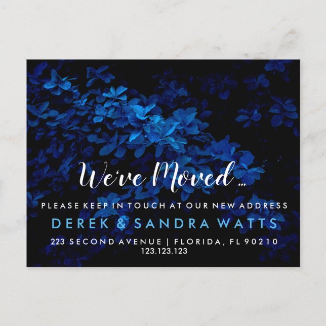 Postal De Anuncios Cambio de dirección nos hemos mudado casa Azul  (Anverso)