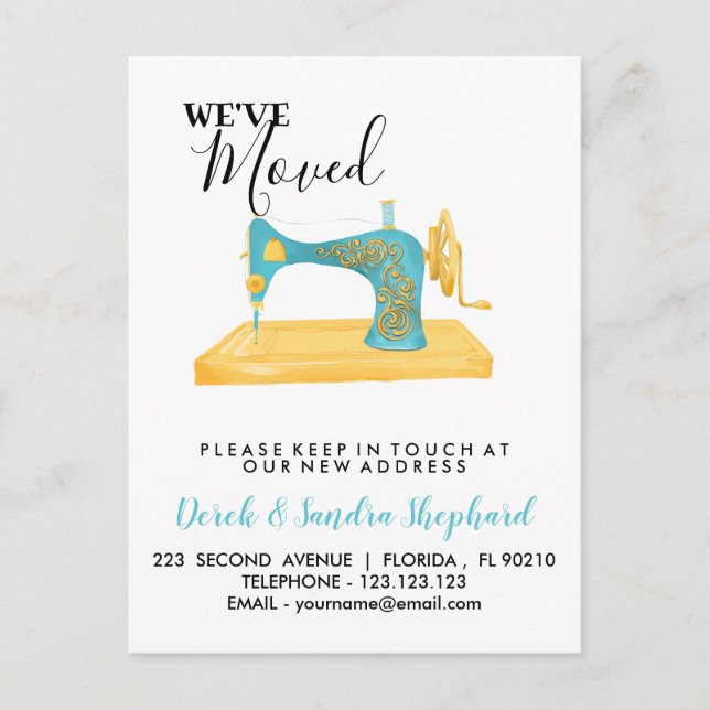 Postal De Anuncios Cambio de dirección nos hemos mudado máquina de co (Anverso)