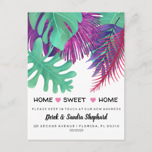 Postal De Anuncios Cambio de dirección nos hemos mudado tropical