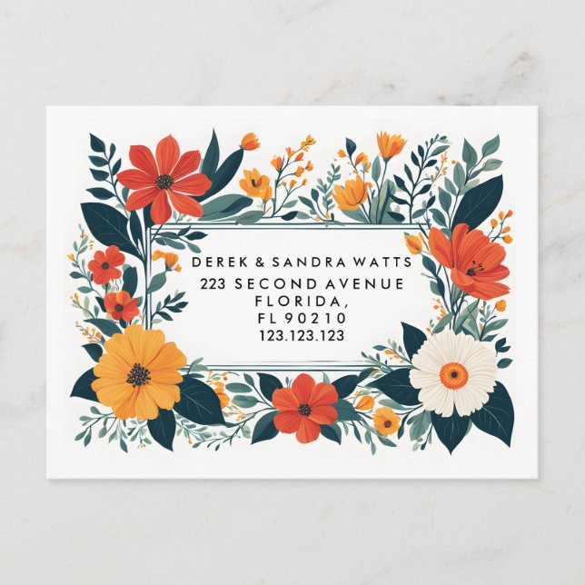 Postal De Anuncios Cambio de dirección nos mudamos amarillo botánico (Anverso)