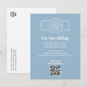 Postal De Anuncios Cambio de Dirección Nueva con Logo Empresarial Azu