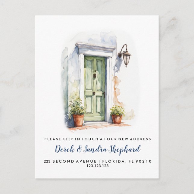 Postal De Anuncios Cambio de dirección que hemos movido la puerta ver (Anverso)