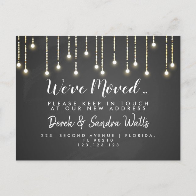 Postal De Anuncios Cambio de dirección que hemos movido luces de piza (Anverso)