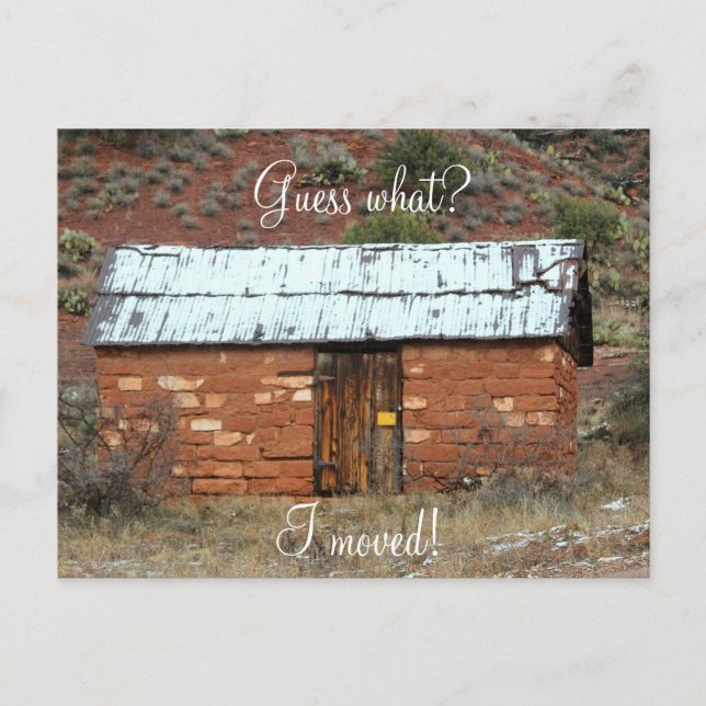 Postal De Anuncios Cambio de dirección, vieja cabina de rock rojo (Anverso)