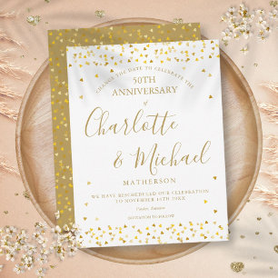 Postal De Anuncios Cambio de Fecha 50º Aniversario Corazones de Oro