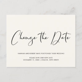 Postal De Anuncios Cambio de Fecha de Boda Crema Claro