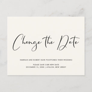 Postal De Anuncios Cambio de Fecha de Boda Crema Claro