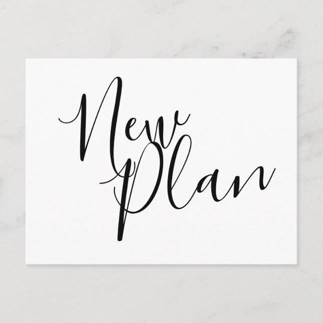 Postal De Anuncios Cambio de Fecha de Boda de Nuevo Plan Moderno (Anverso)