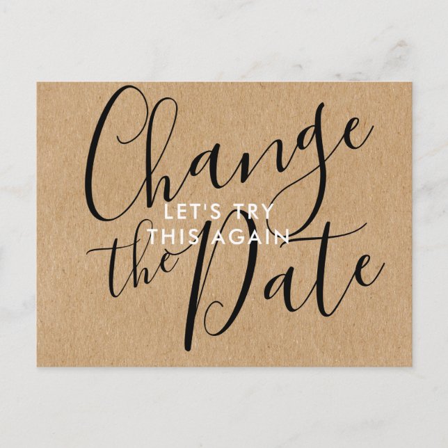 Postal De Anuncios Cambio de Fecha Rústico Sencillo Pospuesto Cancela (Anverso)