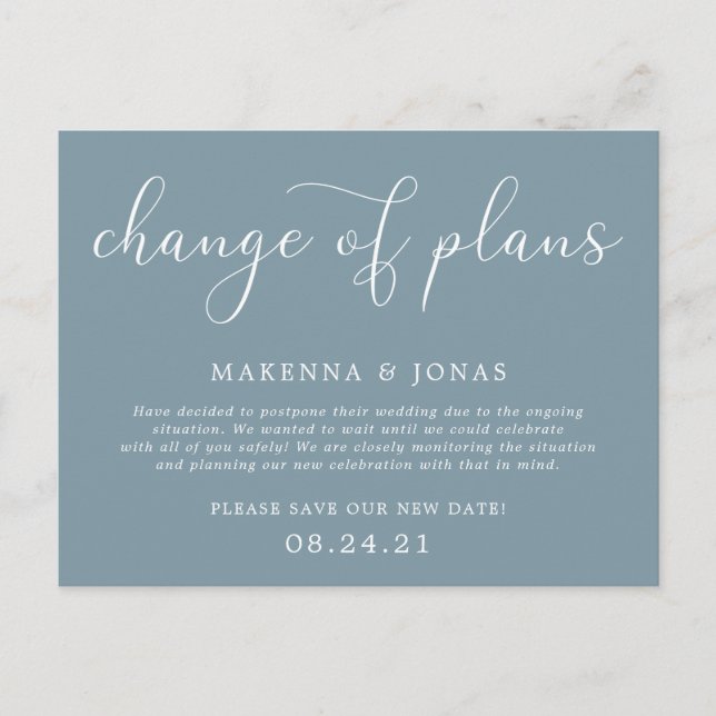 Postal De Anuncios Cambio de la postergación del Boda de Planes (Anverso)
