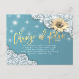Postal De Anuncios Cambio De Plan Retraso De Boda Encaje Girasol