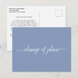 Postal De Anuncios Cambio de Planes Boda Cancelada Pospuesta Azul