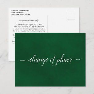 Postal De Anuncios Cambio de planes Boda pospuesta Esmeralda Verde