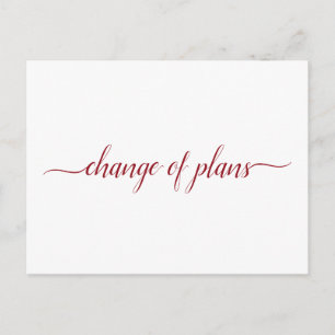 Postal De Anuncios Cambio de planes Boda pospuesto rojo sobre blanco