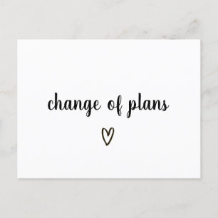 Postal De Anuncios Cambio de planes: Corazón blanco y negro pospuesto