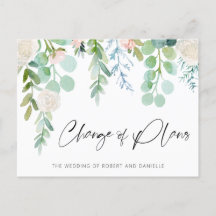 Cambio de planes de boda acuarela floral verde