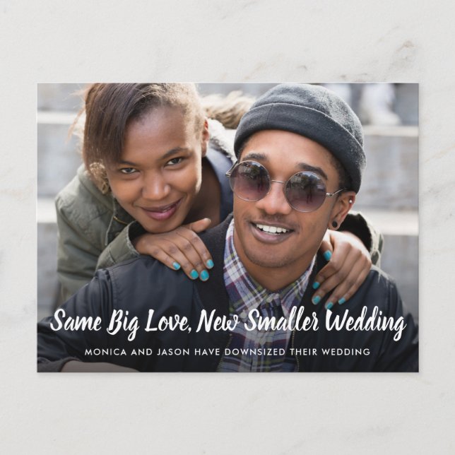 Postal De Anuncios Cambio de planes de boda reducida Foto (Anverso)