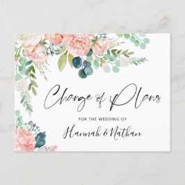Postal De Anuncios Cambio de planes de boda Rosa Desvaído Floral Nuev