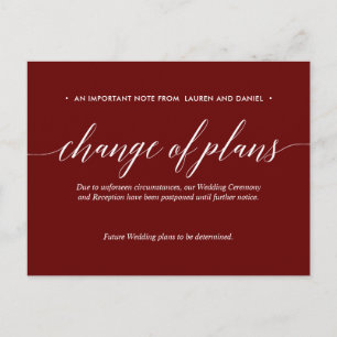 Postal De Anuncios Cambio de planes de Merlot pospuesto Boda cancelad
