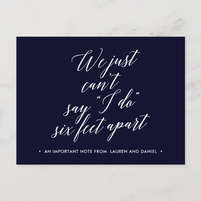 Postal De Anuncios Cambio de planes pospuesto cancelado a seis pies d (Anverso)