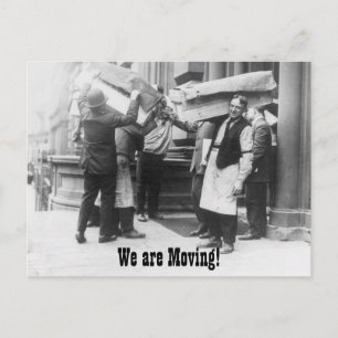 Postal De Anuncios Cambio divertido del vintage de hombres móviles de