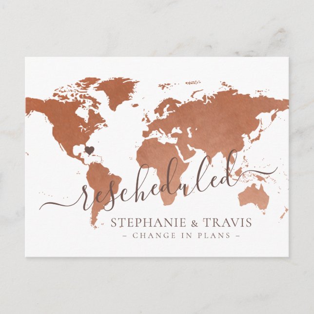 Postal De Anuncios Cambio en los planes posponer la boda de destino (Anverso)