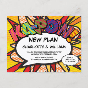 Postal De Anuncios Cambio pospuesto de libro de historietas divertida