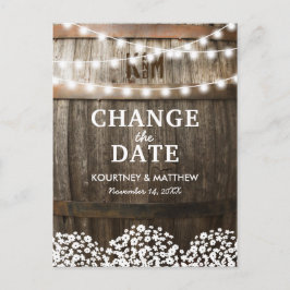 Postal De Anuncios Cambio Rústico de Fecha | Boda Pospuesta