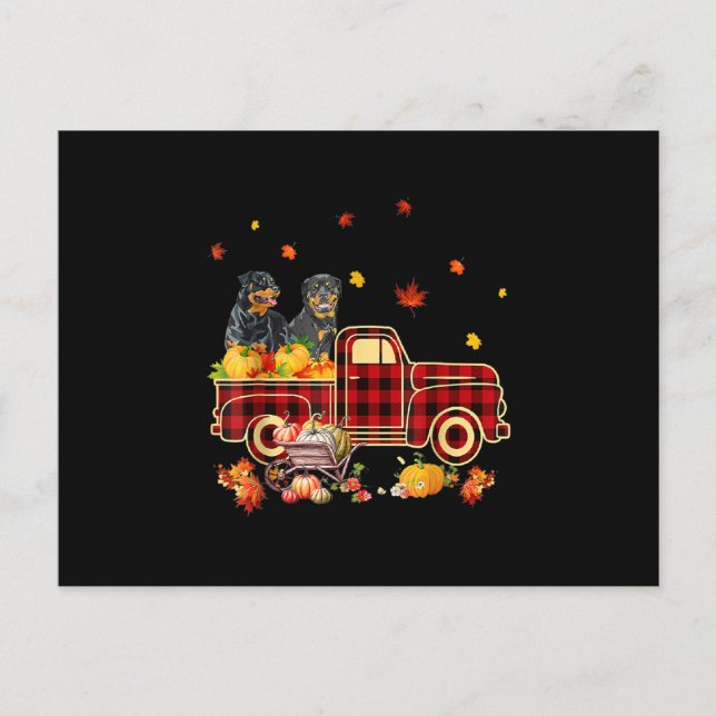 Postal De Anuncios Camión de calabaza Rottweiler Caer Leaf Acción de  (Anverso)