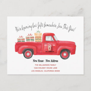 Postal De Anuncios Camión Rojo Cute hemos movido nueva dirección de v