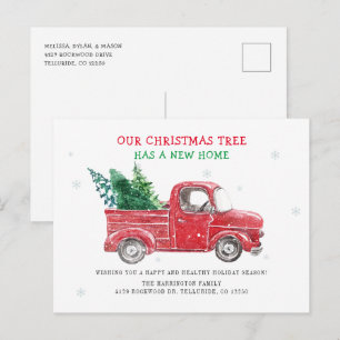 Postal De Anuncios Camioneta Roja Antigüedades Nos Mudamos Movimiento