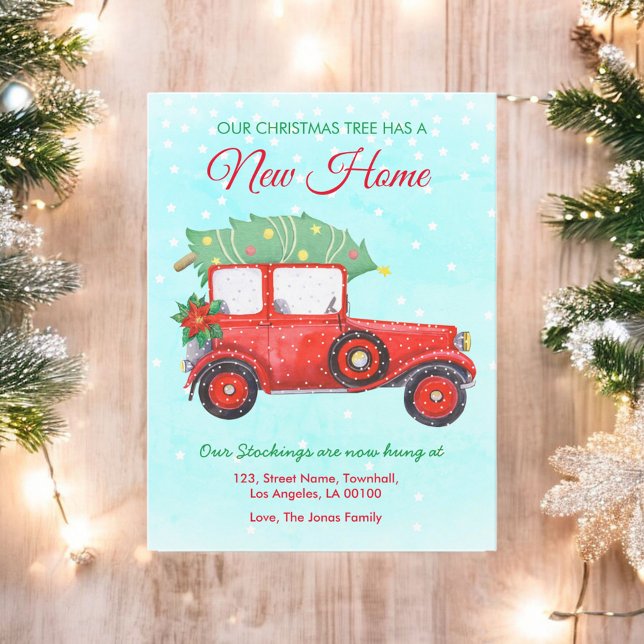 Postal De Anuncios Camioneta Roja de Navidad en Casa Mudanza Fiesta N (Subido por el creador)