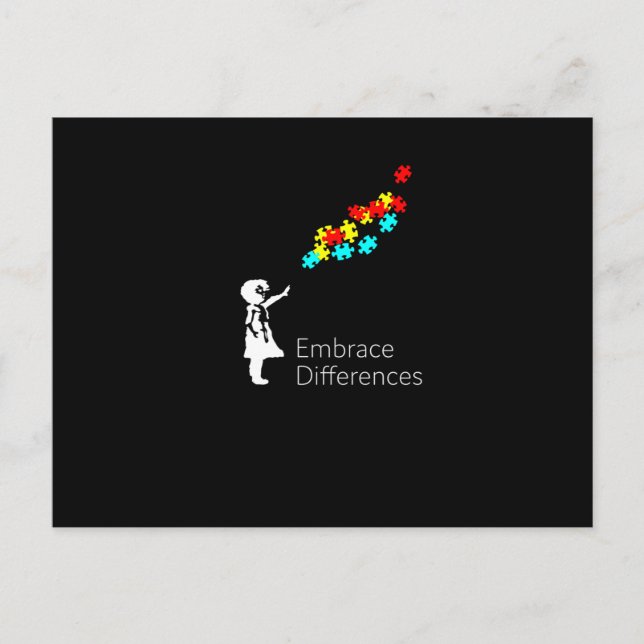 Postal De Anuncios Camiseta de pieza de rompecabezas del autismo Conc (Anverso)