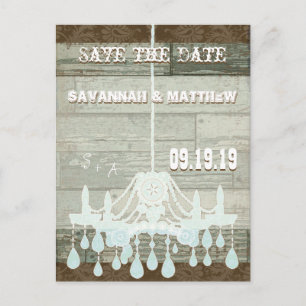 Postal De Anuncios Campo Chic Chocolate Menta Rústico  Save the Date