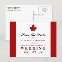 Canadiense Flag Wedding Save The Date