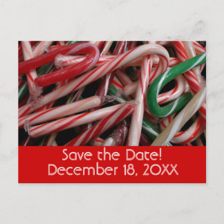 Postal De Anuncios Cañas de Caramelo Navideñas Guardar la Fecha