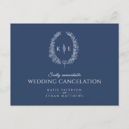 Postal De Anuncios Cancelación de boda de anagrama de hoja ósea ósea 