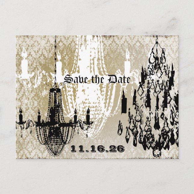 Postal De Anuncios Candiladoro Dorado Negro y Blanco Damask Estropead (Anverso)