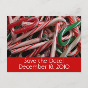 Postal De Anuncios Candy Canes Save the Date Postcard