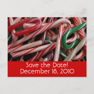 Postal De Anuncios Candy Canes Save the Date Postcard