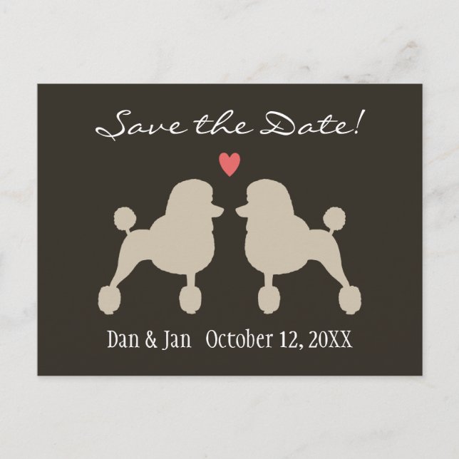 Postal De Anuncios Caniches Estándar Elegantes Boda Save the Date (Anverso)