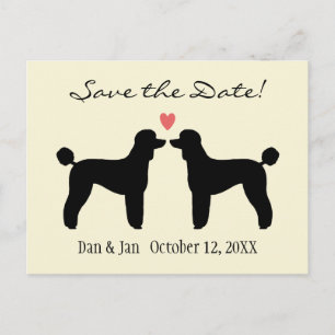 Postal De Anuncios Caniches estándar negros Save the Date de boda