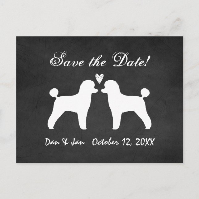 Postal De Anuncios Caniches Toy Pizarra Boda Save the Date (Anverso)