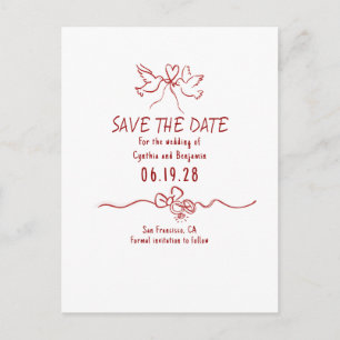 Postal De Anuncios Caprichoso Save The Date Dibujado a Mano Funky