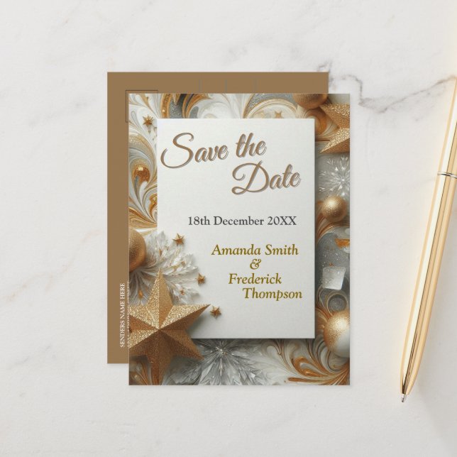 Postal De Anuncios Captura Arte Escena Invernal y Cristales de Hielo  (Anverso/Reverso In Situ)