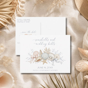 Postal De Anuncios Caracoles & Campanas de Boda Playa Save the Date