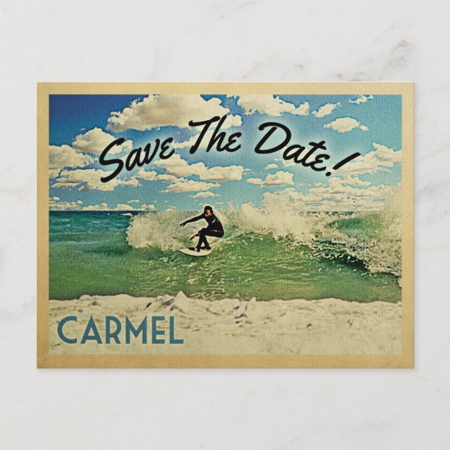 Postal De Anuncios Carmel Save The Date California Surf (Anverso)