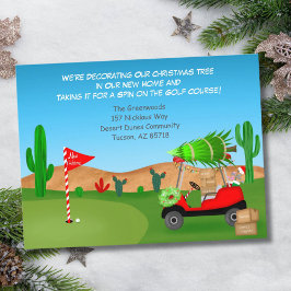Postal De Anuncios Carrito de Golf de Navidad Cajas de Mudanza Curso 